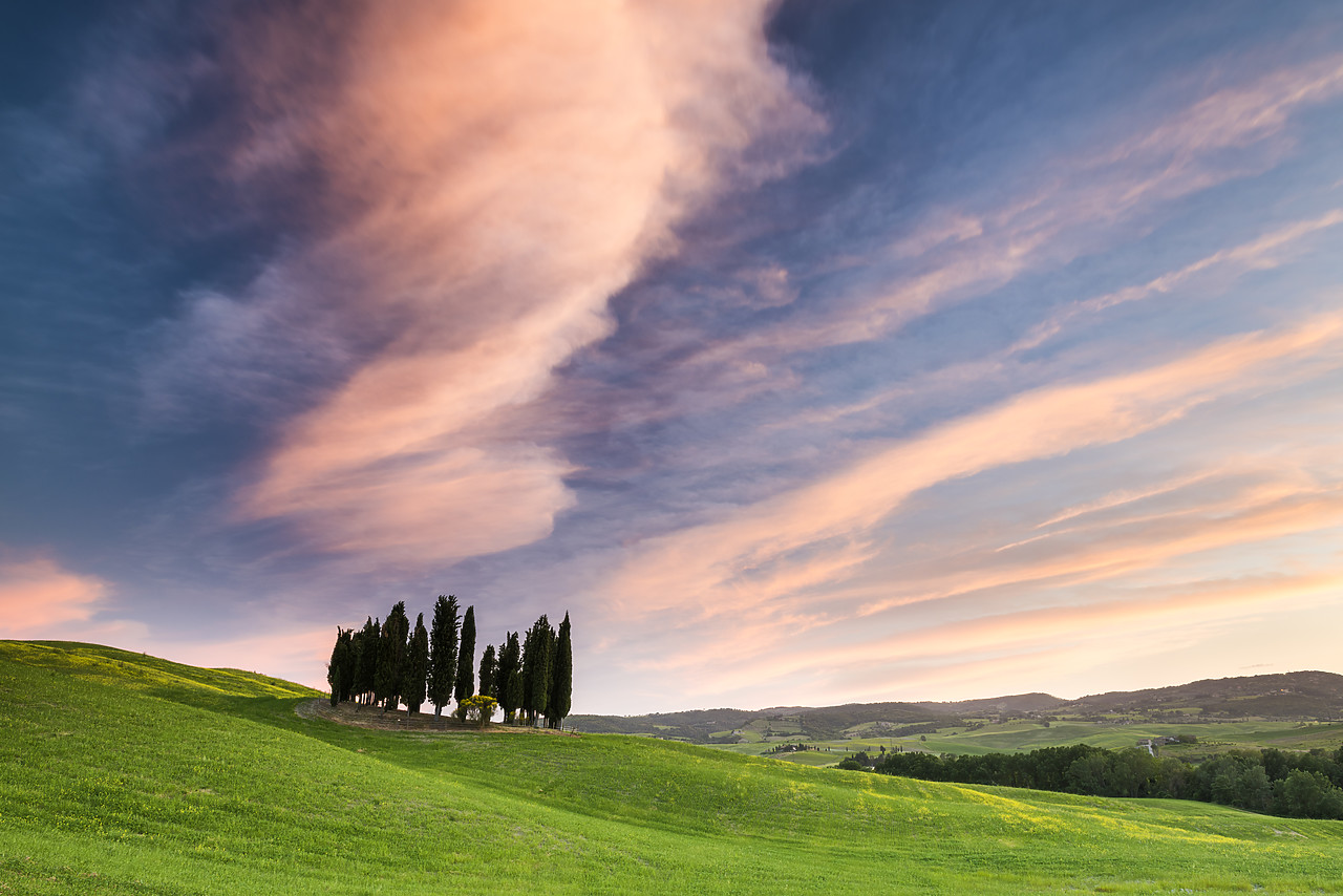 #150280-1 - Cloudscape over Cypress Trees, Val d'Orcia, Tuscany, Italy