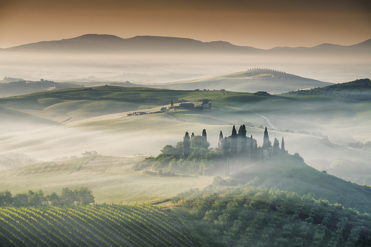 #150290-1 - Mist around Belvedere, Val d'Orcia, Tuscany, Italy