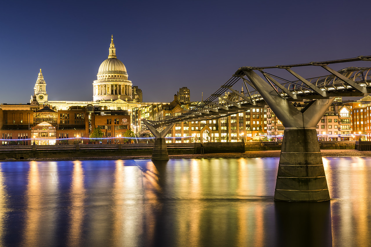 #150391-1 - St. Paul's Cathedral & Millennium Bridge at Night, London, England