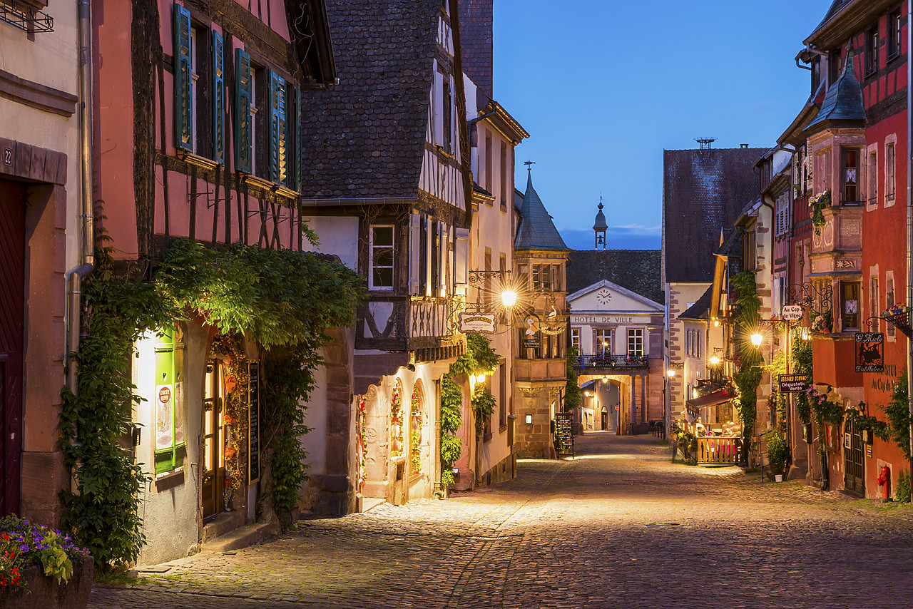 #160285-1 - Riquewihr at Night, Alsace, France