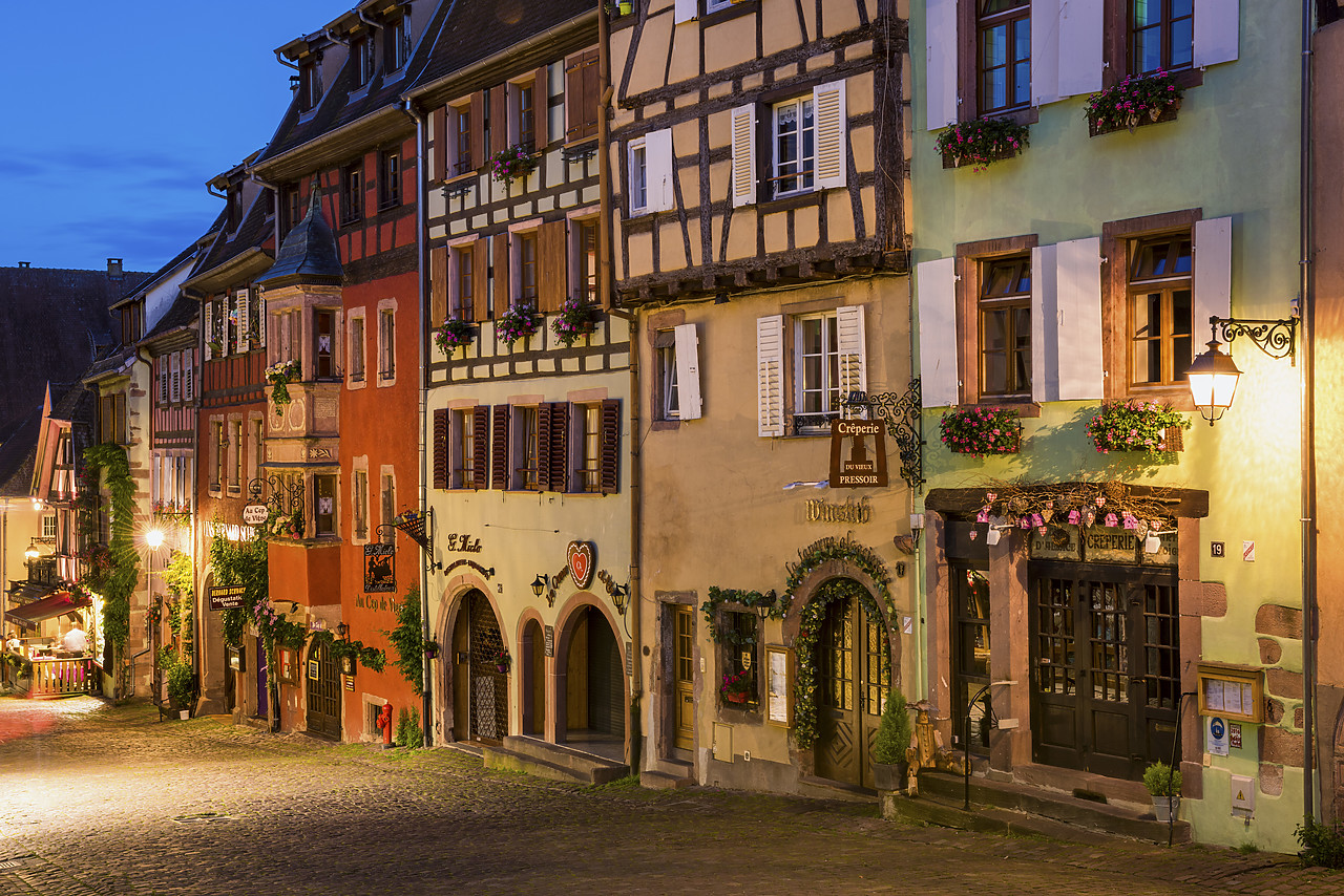 #160286-1 - Riquewihr at Night, Alsace, France