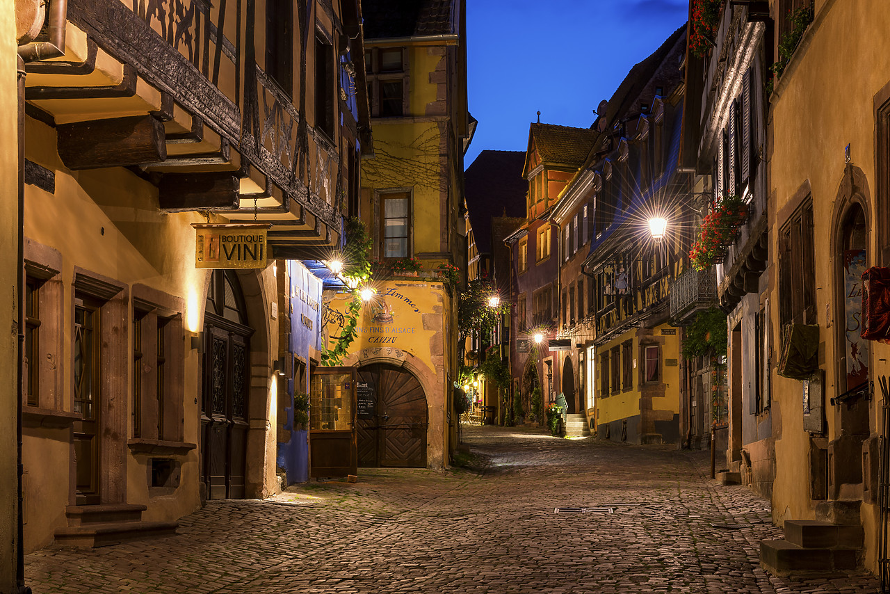 #160287-1 - Riquewihr at Night, Alsace, France