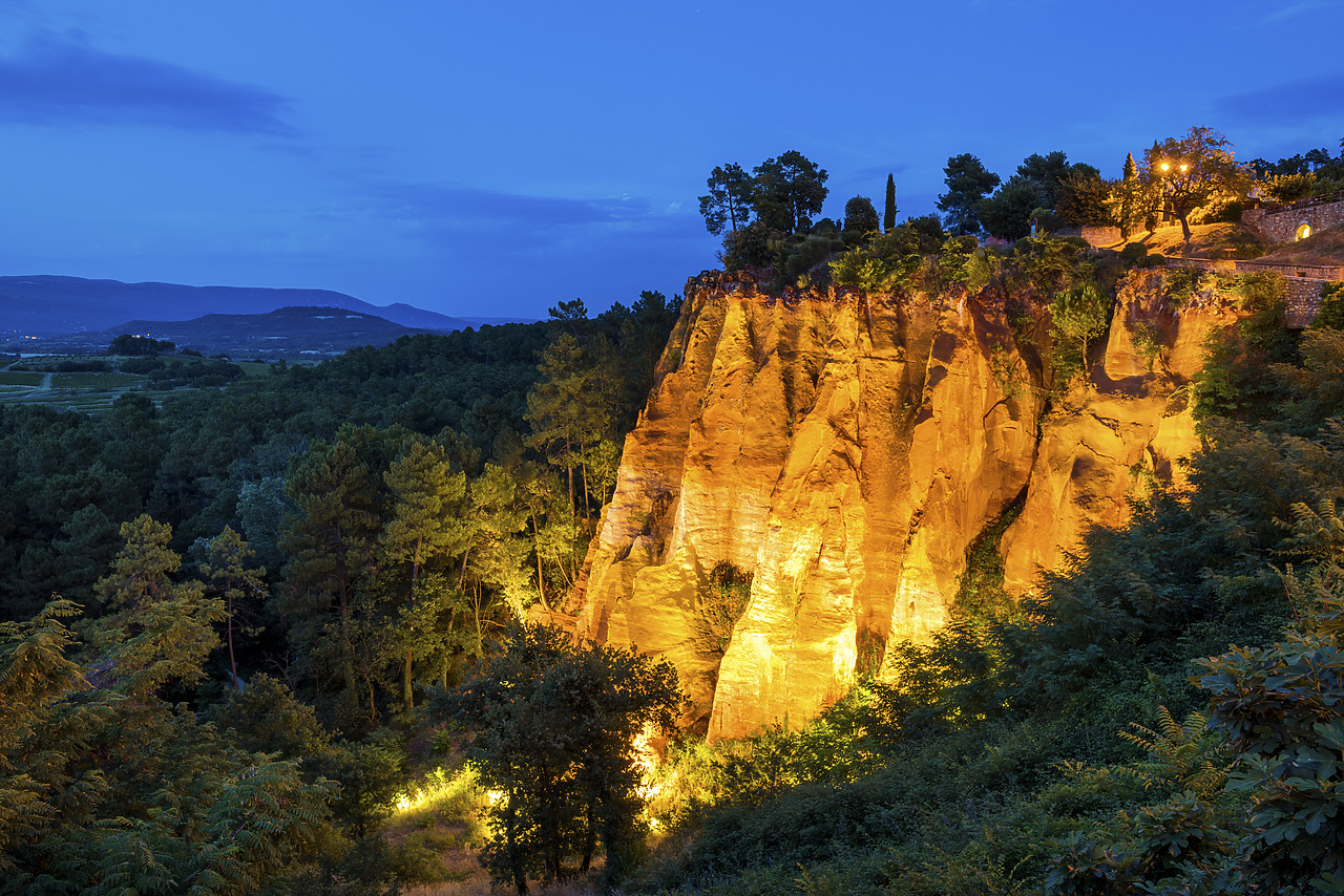 #160315-1 - Ochre Cliffs at Night,  Roussillon, Provence, France
