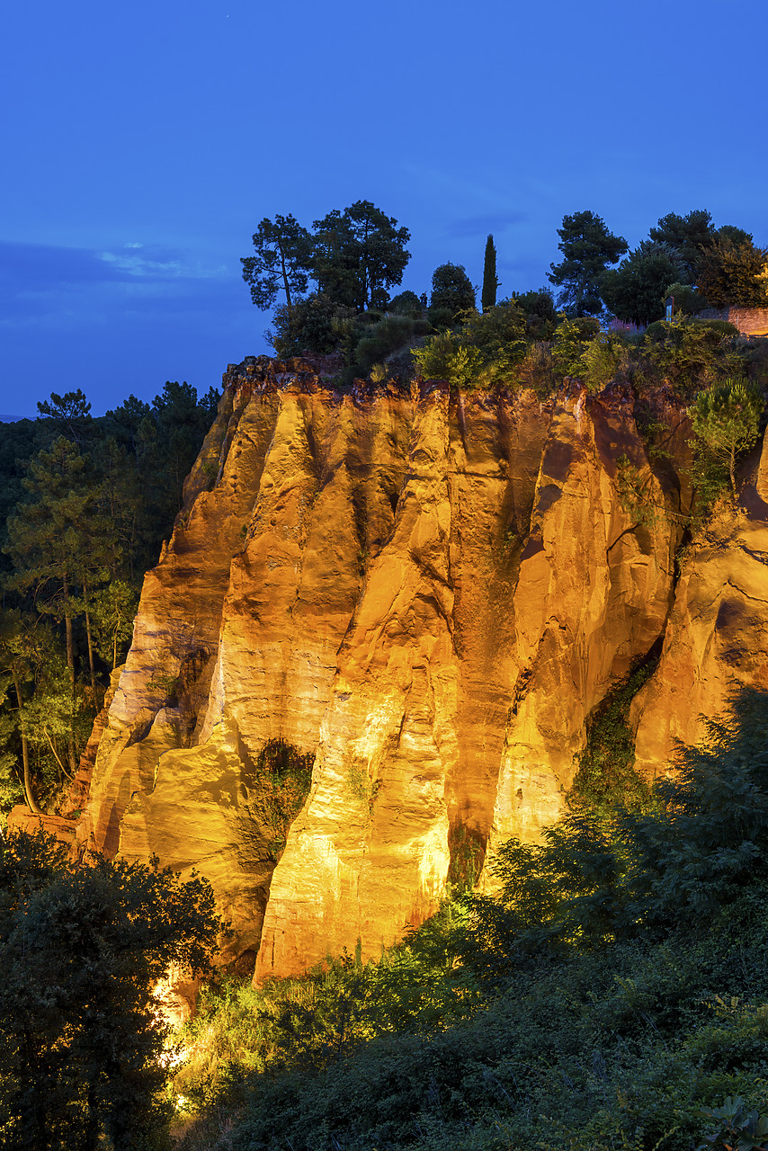 #160315-2 - Ochre Cliffs at Night,  Roussillon, Provence, France