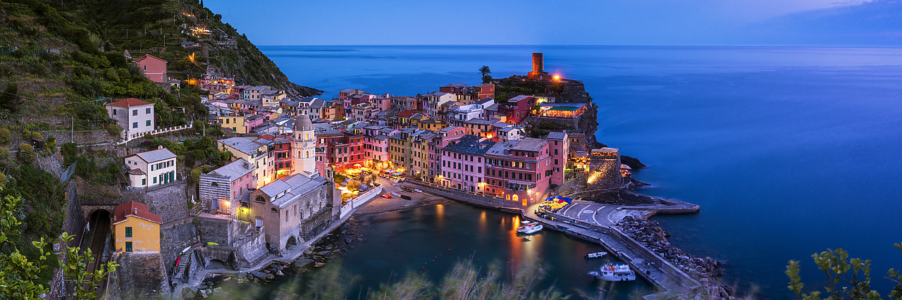 #160353-1 - View over Vernazza at Night, Cinque Terre, Liguria, Italy