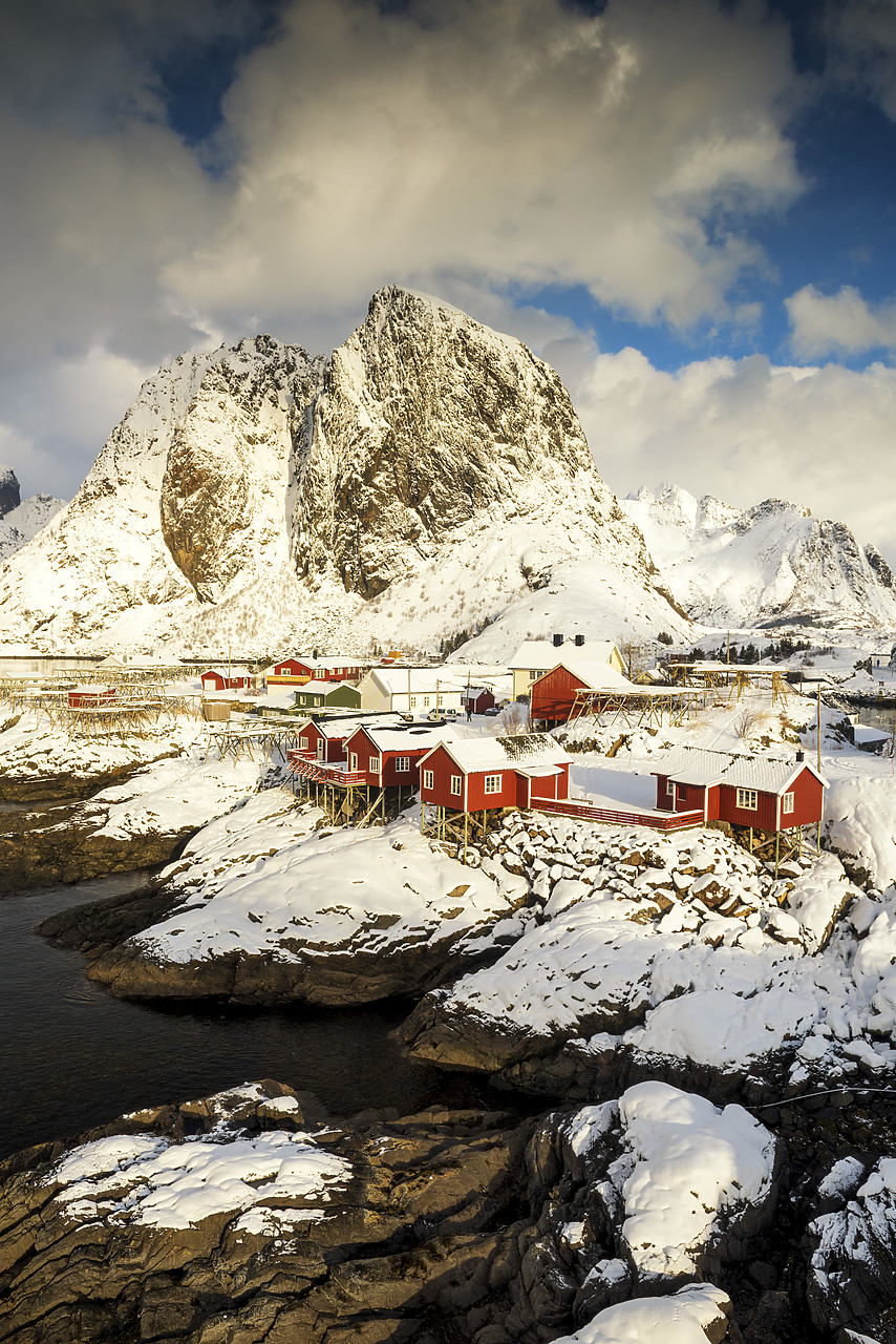 #160385-1 - Red Fishing Huts at Hamnoy, Lofoten Islands, Norway