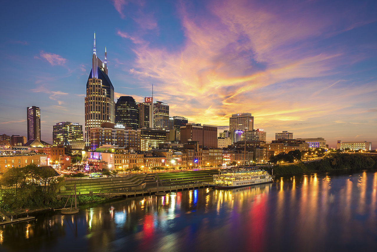 #160387-1 - Nashville Skyline at Sunset, Nashville, Tennessee, USA