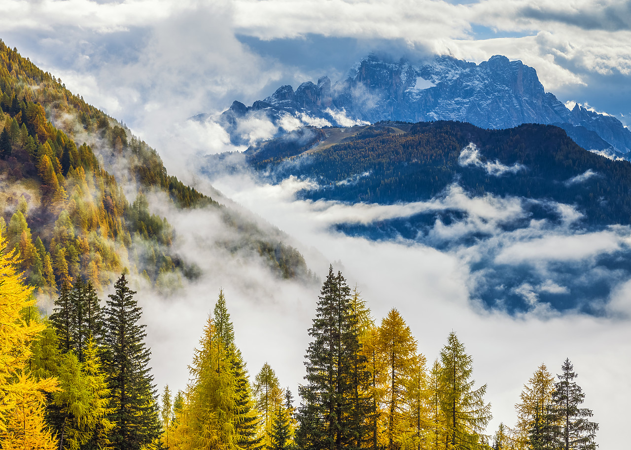 #160397-1 - Mountains with Low Mist in Autumn,  Dolomites, Belluno, Italy