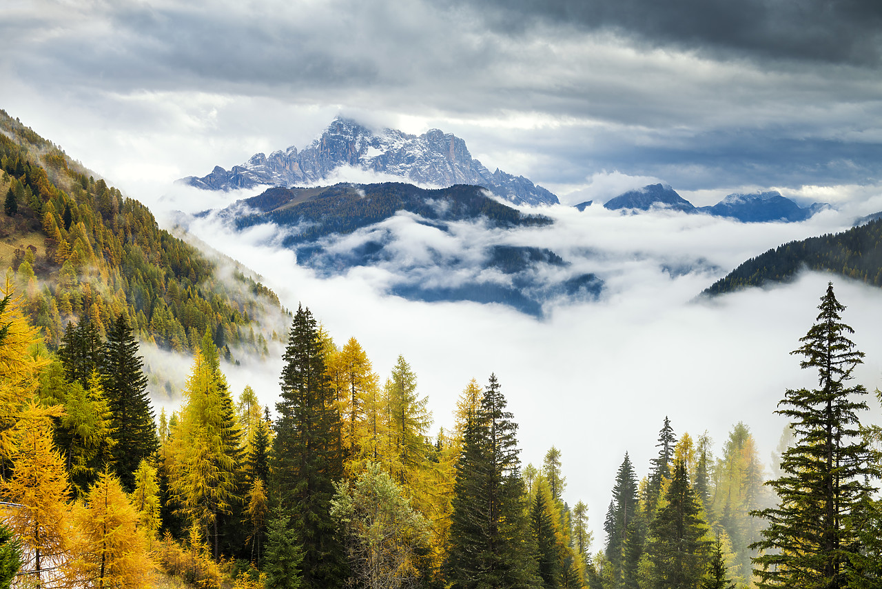 #160398-1 - Mountains with Low Mist in Autumn,  Dolomites, Belluno, Italy