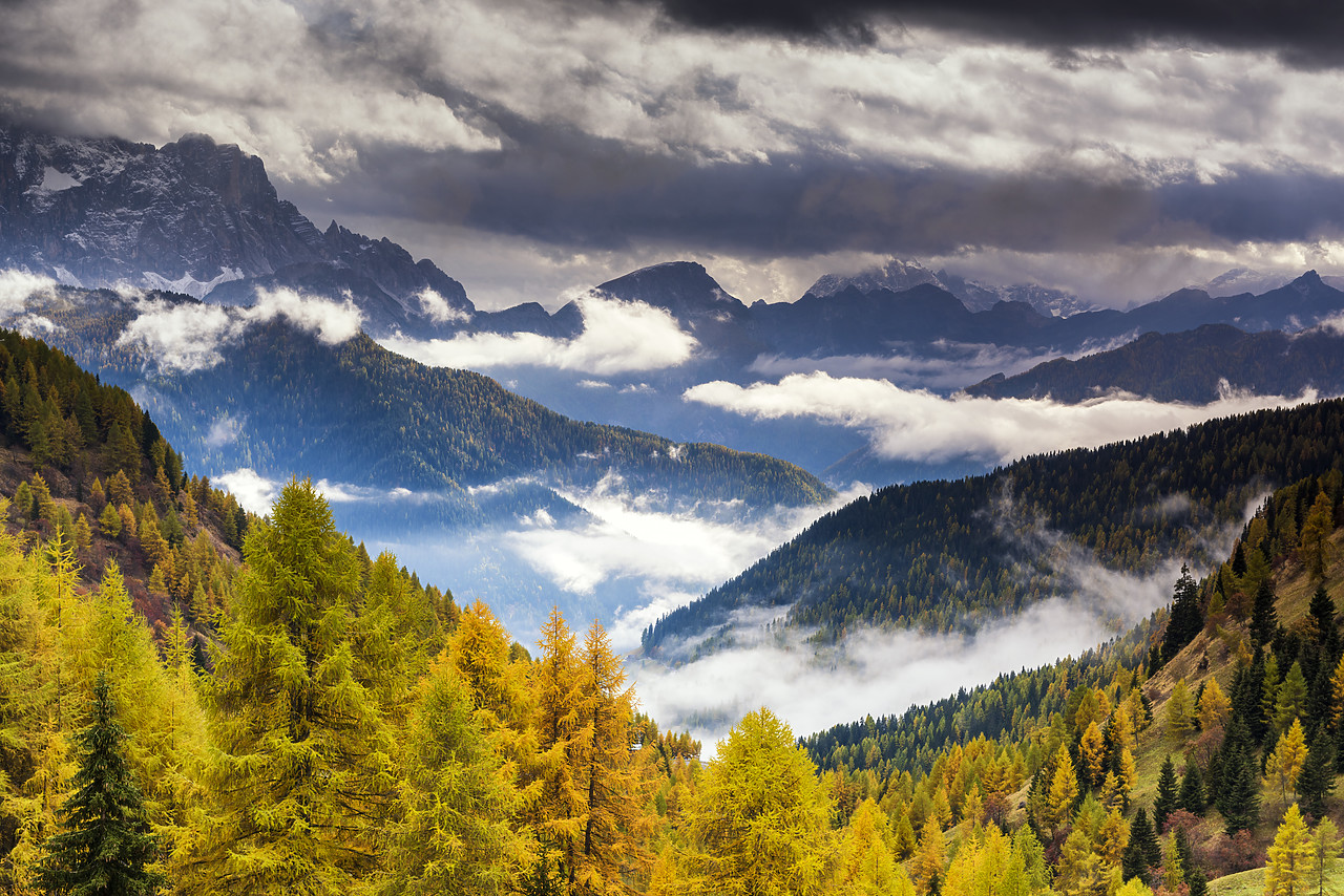 #160399-1 - Mountains with Low Mist in Autumn,  Dolomites, Belluno, Italy