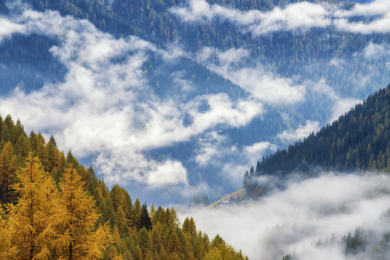#160400-1 - Mountains with Low Mist in Autumn,  Dolomites, Belluno, Italy