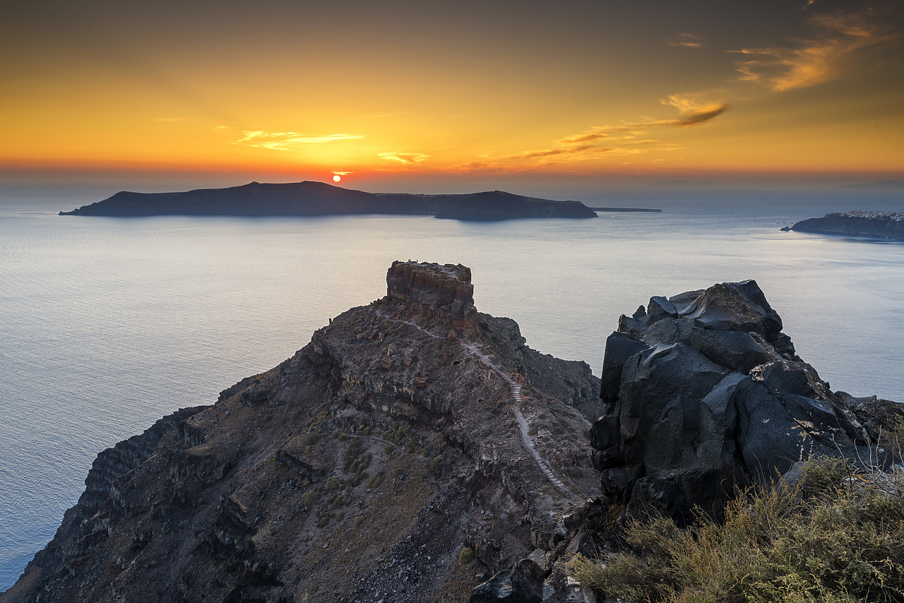 #160447-1 - Sunset from Firastephani. Santorini, Cyclades, Greece