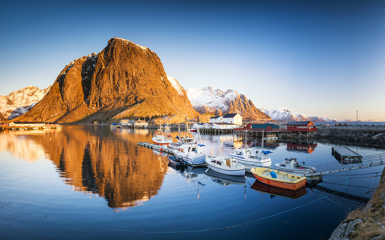 #170095-1 - Hamnoy Harbour Reflections, Lofoten Islands, Norway