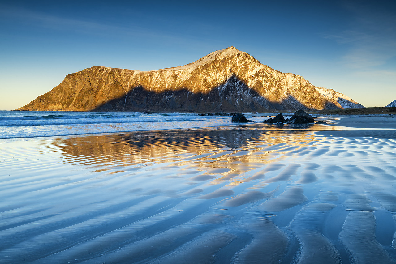 #170099-1 - Skagsanden Beach Reflections, Lofoten Islands, Norway