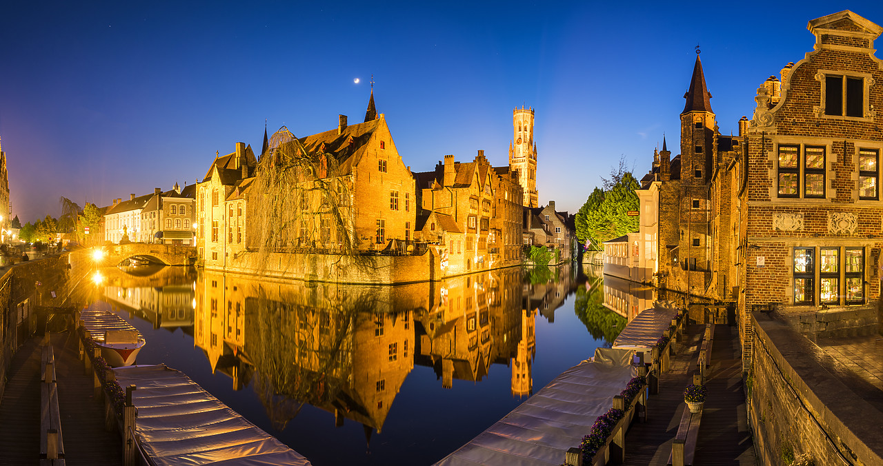 #170310-2 - Rozenhoedkai Canal & Belfry at Dusk, Brugge, Belgium