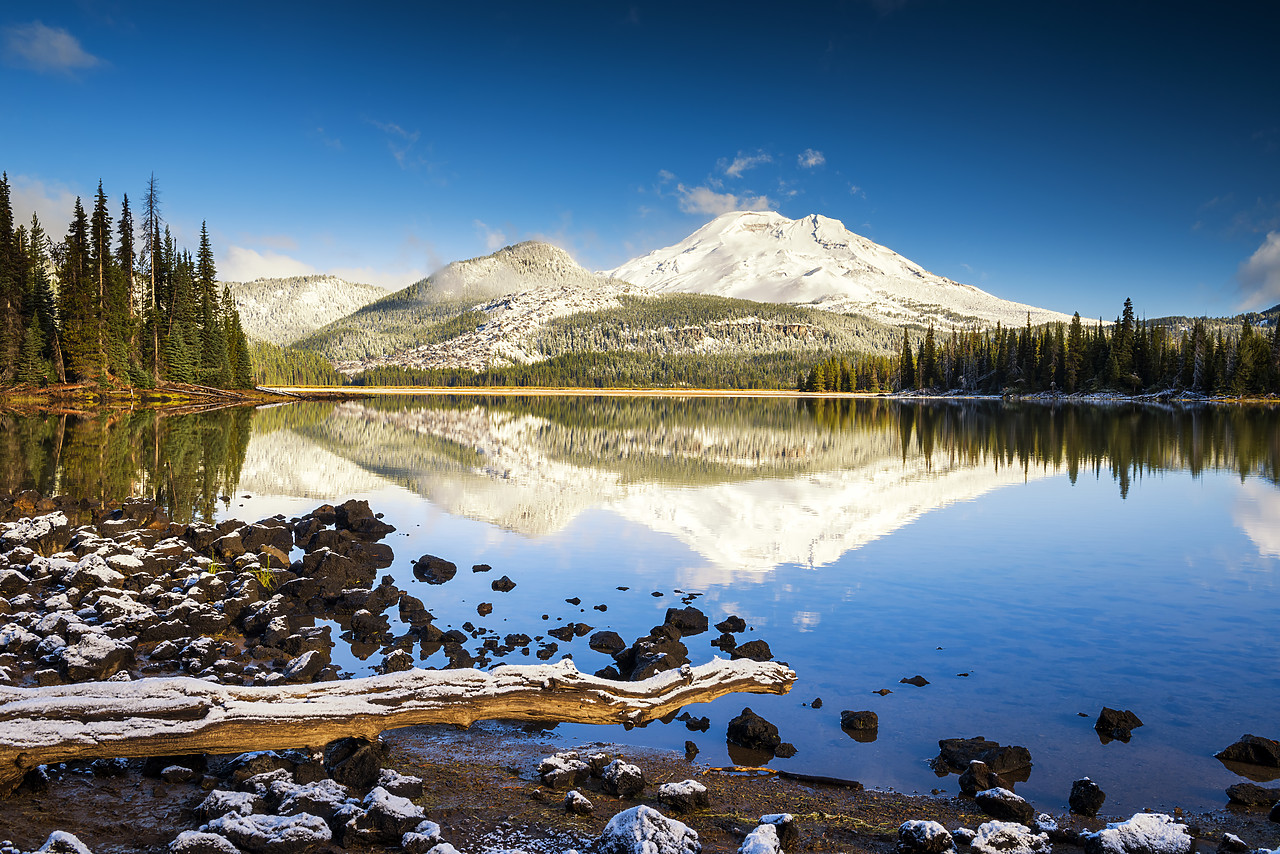 #170509-1 - Snow-covered South Sister Reflecting in Sparks Lake, Oregon, USA