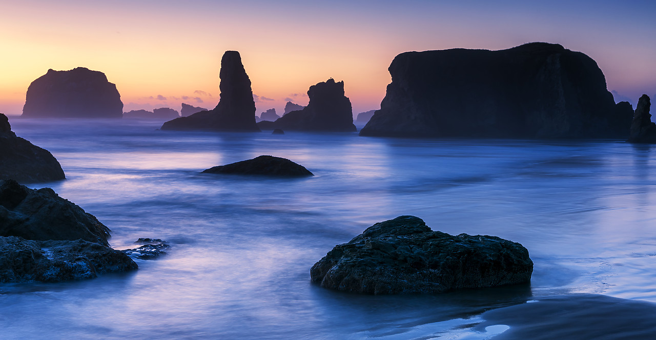 #170534-1 - Sea Stacks at Sunset, Bandon Beach, Oregon, USA