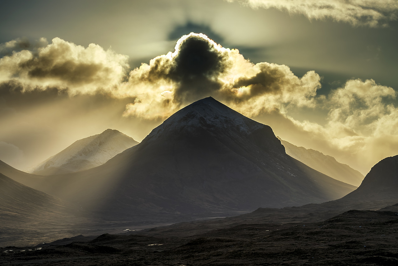 #170724-1 - Sun Rays on Cuillin Hills, Isle of Skye, Highland Region, Scotland