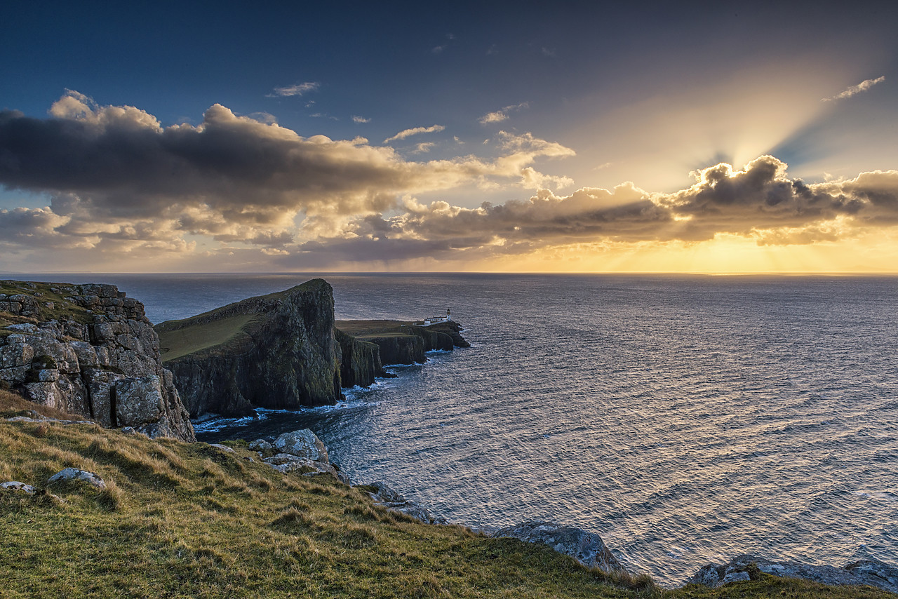 #170727-1 - Neist Point Lighthouse at Sunset, Isle of Skye, Highland Region, Scotland