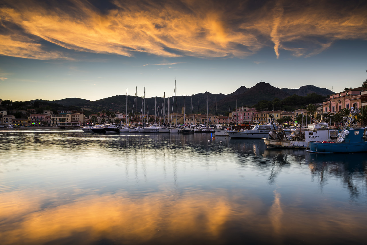 #170779-1 - Sunset Clouds Reflecting in Harbour, Porto Azzuro, Elba, Tuscany, Italy