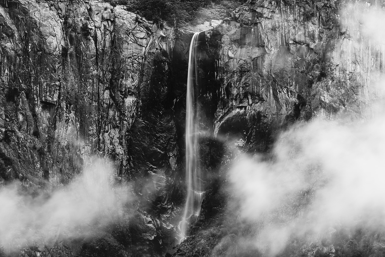 #180001-1 - Bridalveil Falls in Mist, Yosemite National Park, California, USA