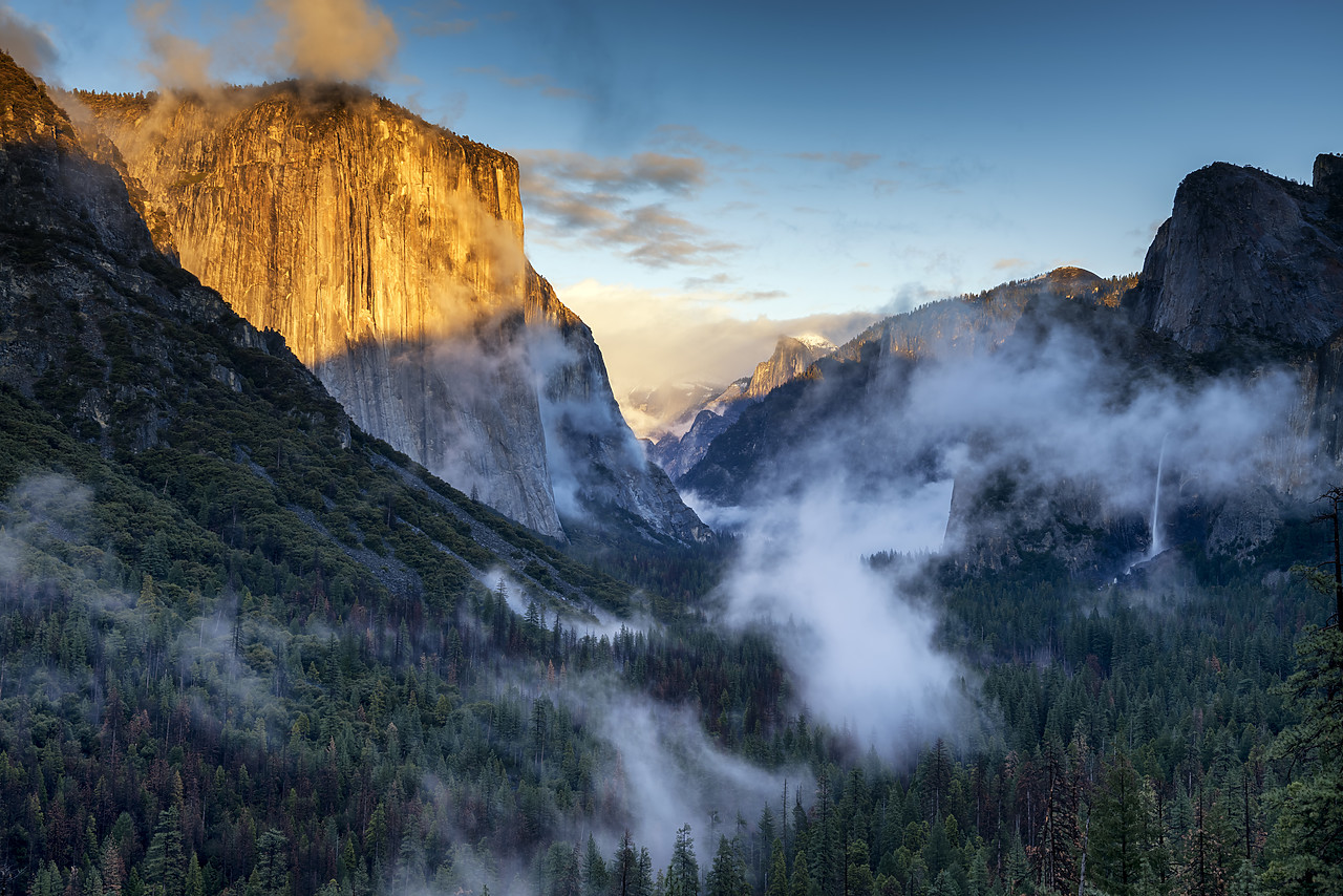 #180011-1 - Mist in Yosemite Valley from Tunnel View, Yosemite National Park, California, USA
