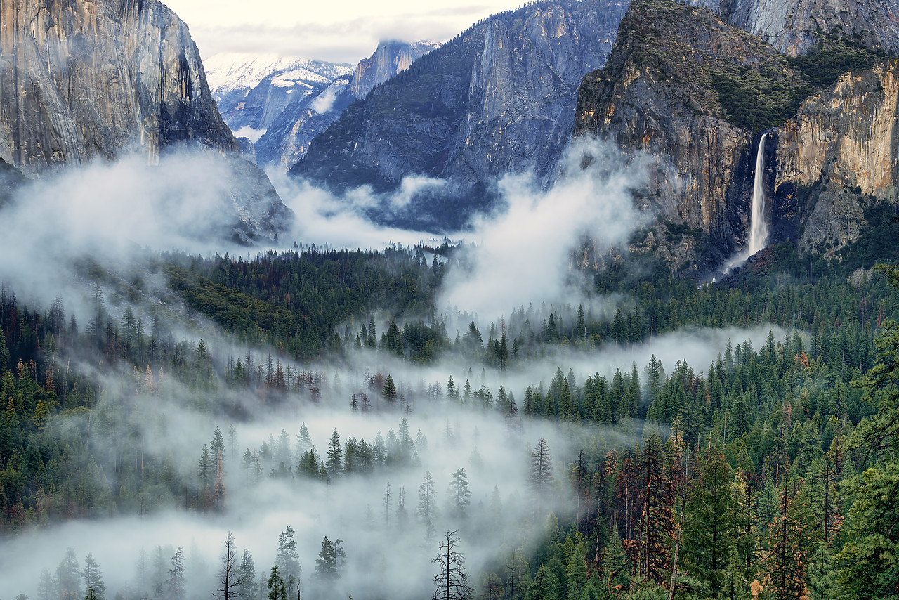 #180013-1 - Bridalveil Falls in Mist, Yosemite National Park, California, USA