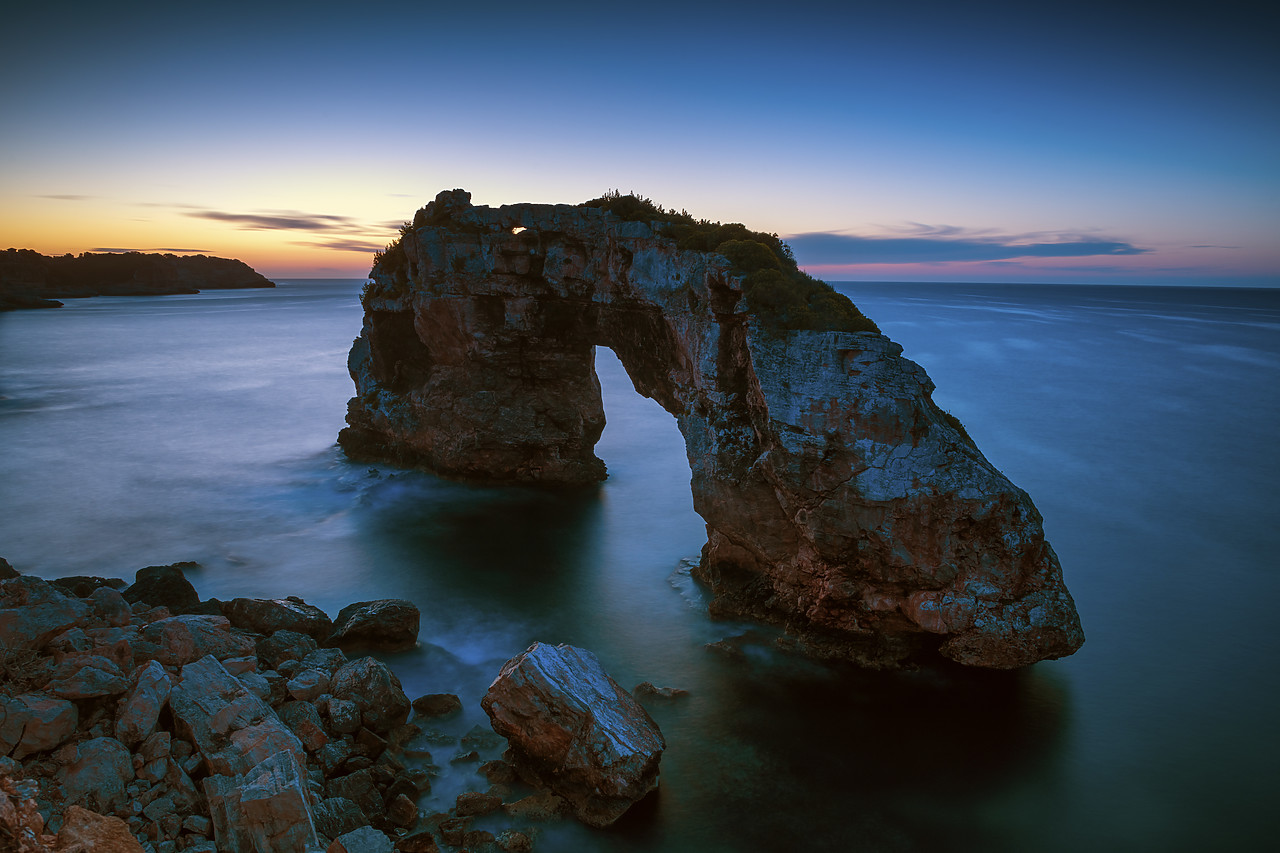 #180155-1 - Es Pontas Natural Sea Arch at Sunrise,  Mallorca, Balearics, Spain