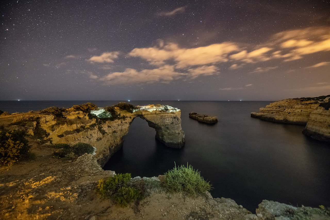 #180231-1 - Sea Arch at Night, Praia de Albandeira, Algarve, Portugal