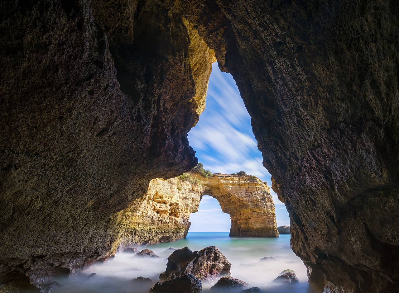 #180237-1 - View of Natural Sea Arch from Sea Cave, Praia de Albandeira, Algarve, Portugal