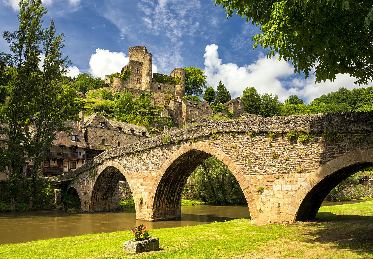 #180248-1 - Chateau Belcastel & 15th Century Bridge over Aveyron River, Belcastel, Occitanie, France
