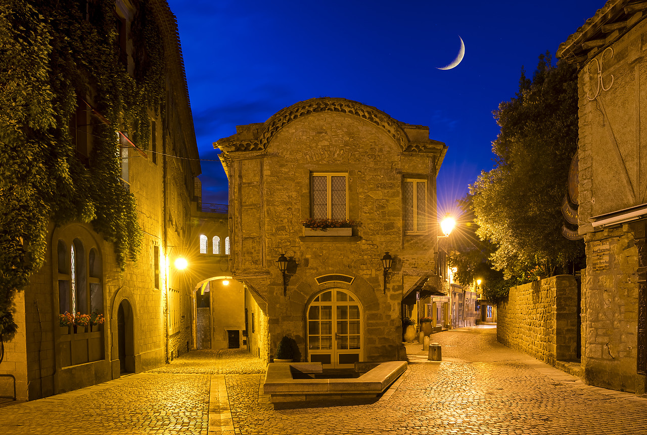 #180250-1 - Crescent Moon over Carcassonne, Occitanie, France
