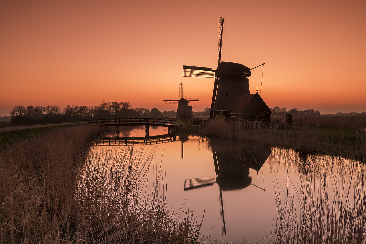 #180354-1 - Windmills at Sunrise, Oterleek, Holland, Netherlands