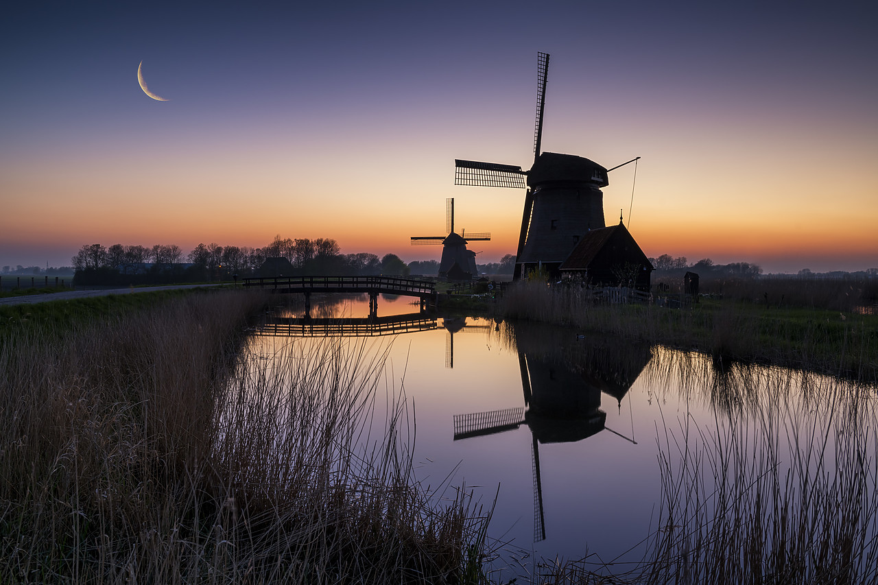 #180355-1 - Windmills at Twilight, Oterleek, Holland, Netherlands