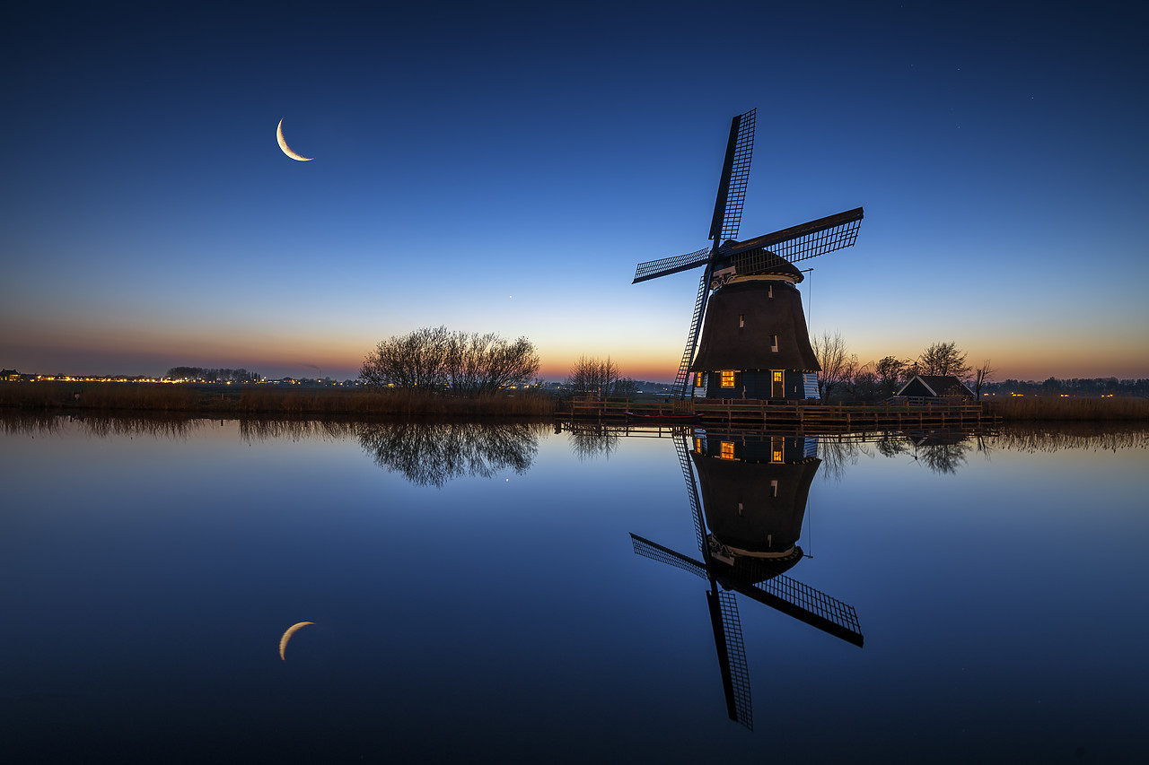 #180356-1 - Windmill at Twilight, Holland, Netherlands