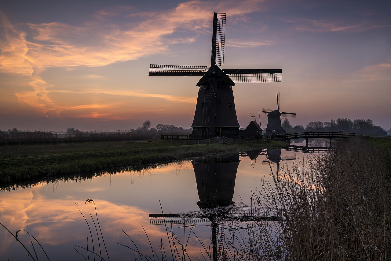 #180357-1 - Windmills at Sunrise, Oterleek, Holland, Netherlands