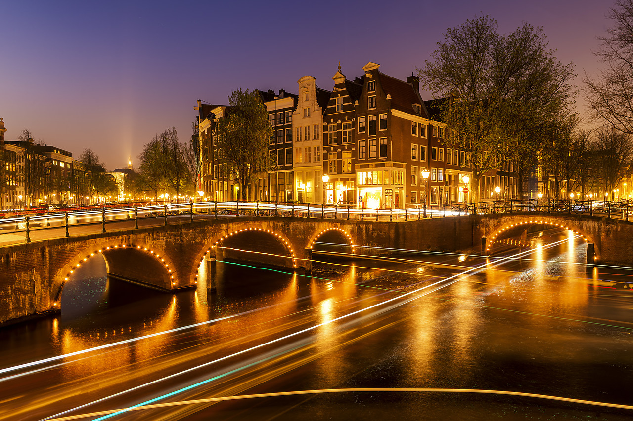 #180360-1 - Canals near the Keizergracht at Night, Amsterdam, Holland, Netherlands