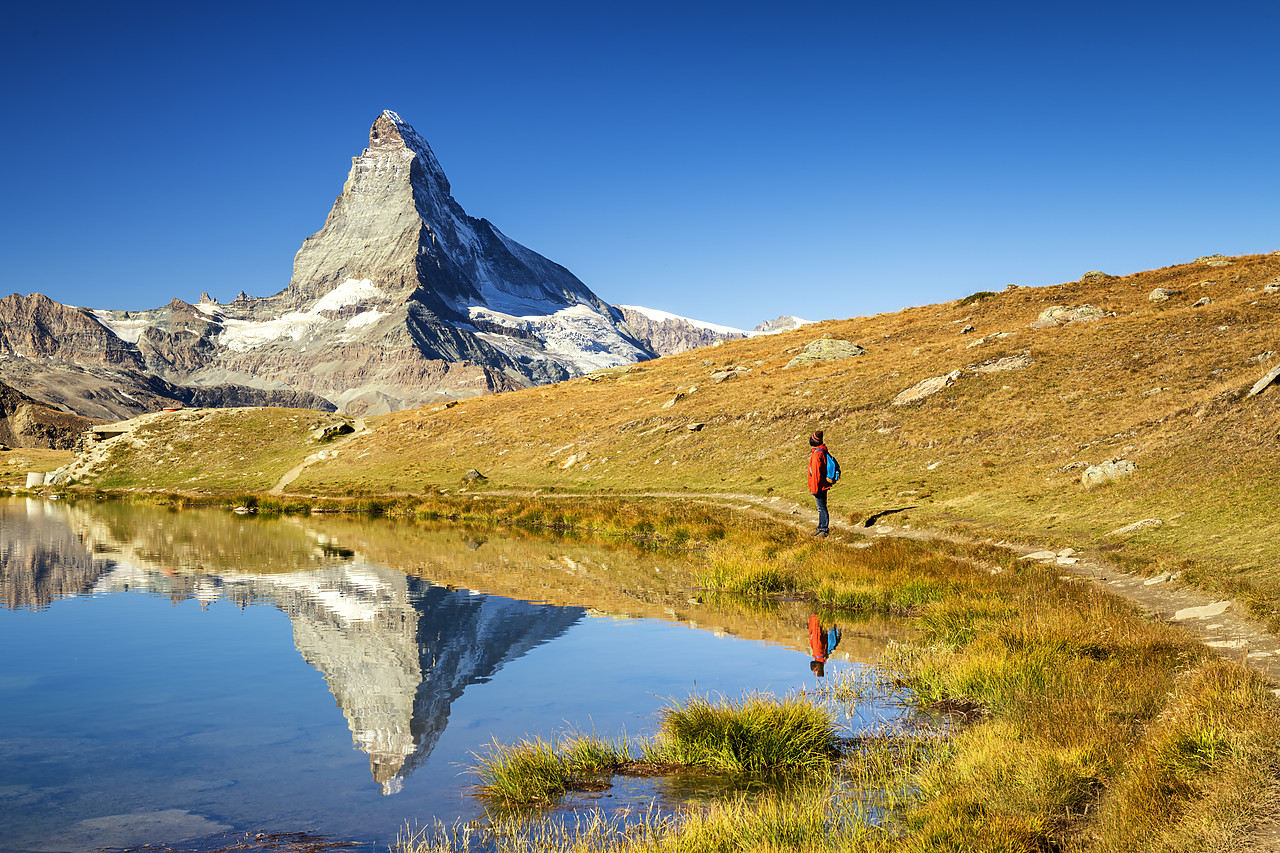 #180424-1 - Matterhorn Reflecting in Stellisee, Zermatt, Valais Region, Switzerland