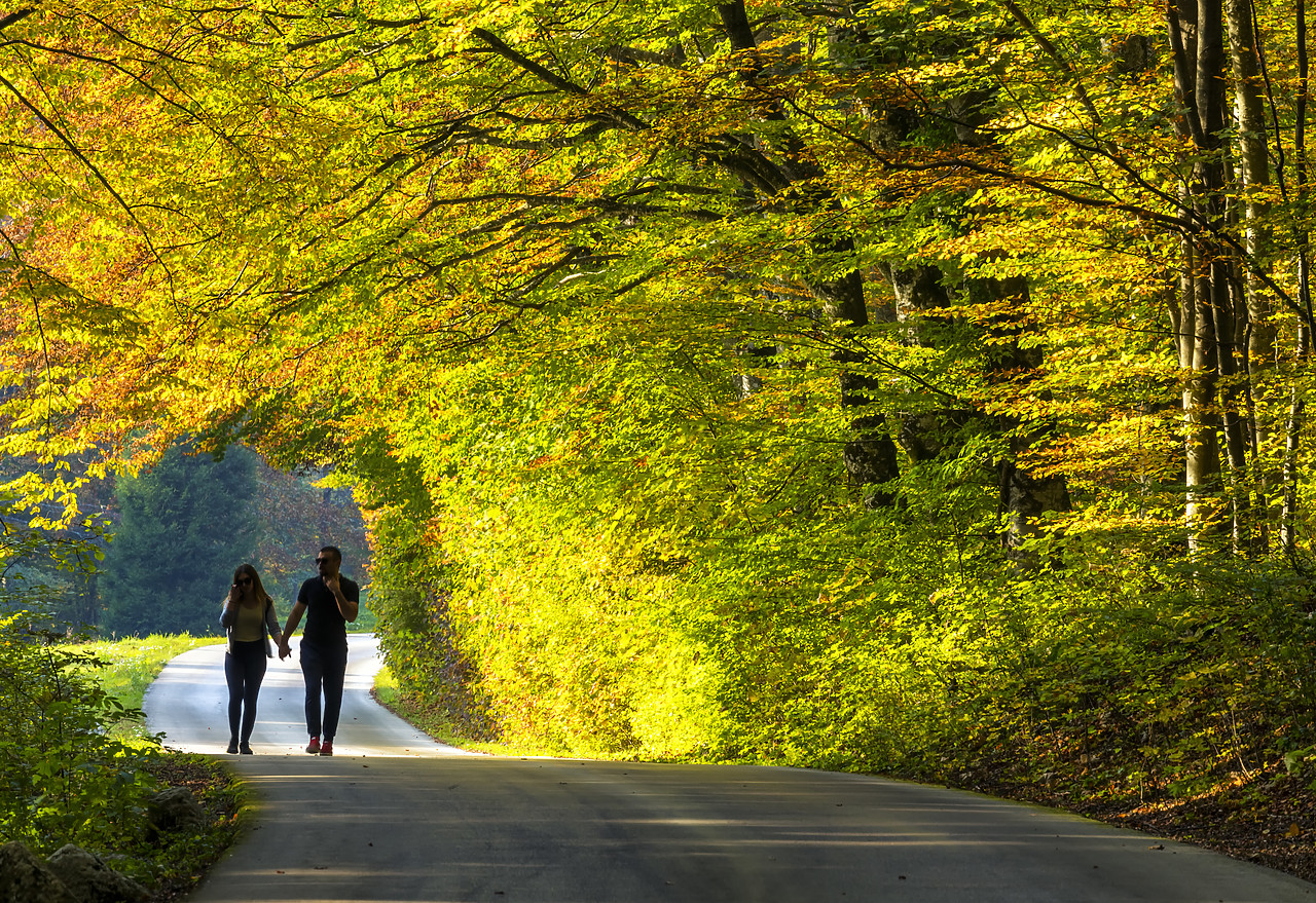 #180437-1 - Couple Walking on Country Lane in Autumn, Plitvice National Park, Croatia