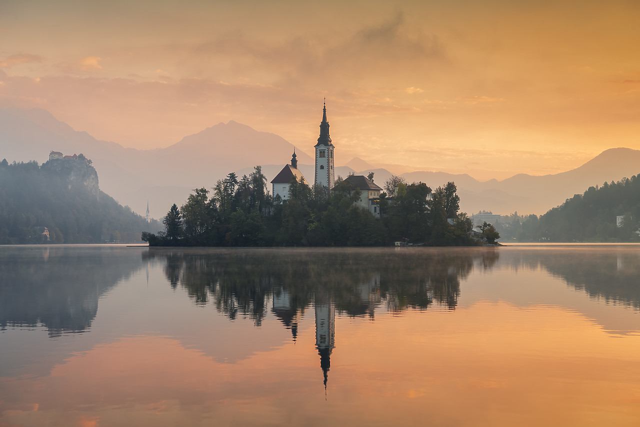 #180462-1 - Assumption of Mary's Pilgrimage Church at Dawn, Lake Bled, Slovenia