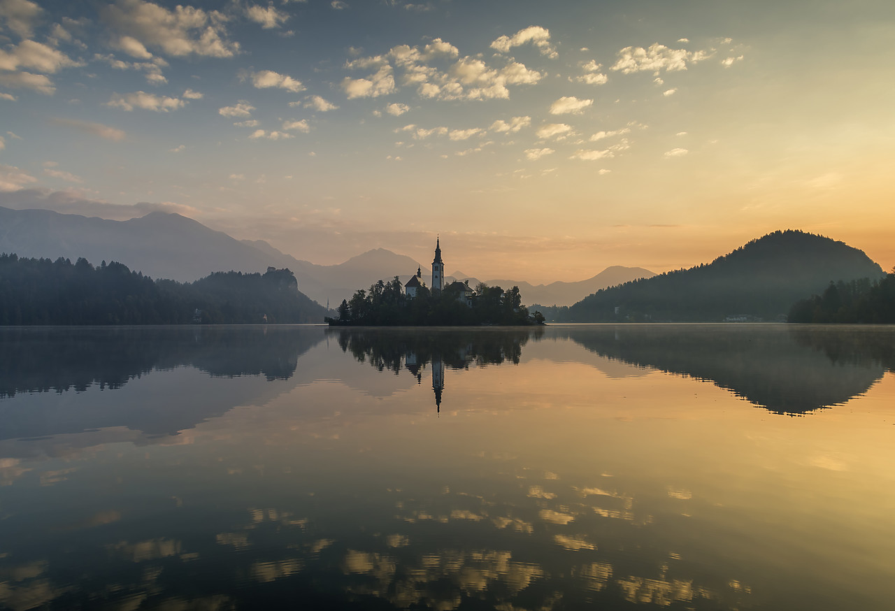 #180463-1 - Assumption of Mary's Pilgrimage Church at Dawn, Lake Bled, Slovenia