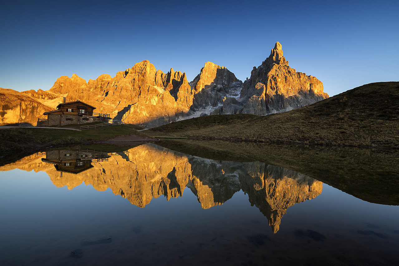 #180474-1 - Pale di San Martino Reflecting in Lake, Passo Rolle, Dolomites, Italy