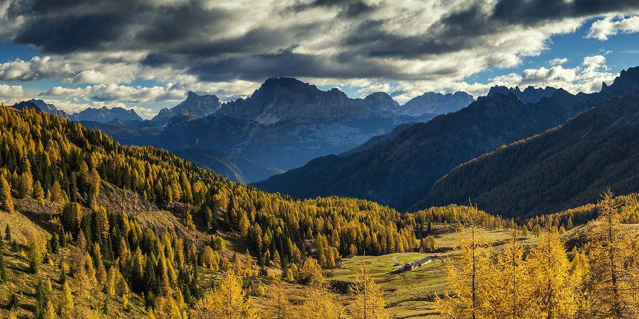 #180481-1 - Valley of Autumn Larches, Marmolada, Dolomites, Italy