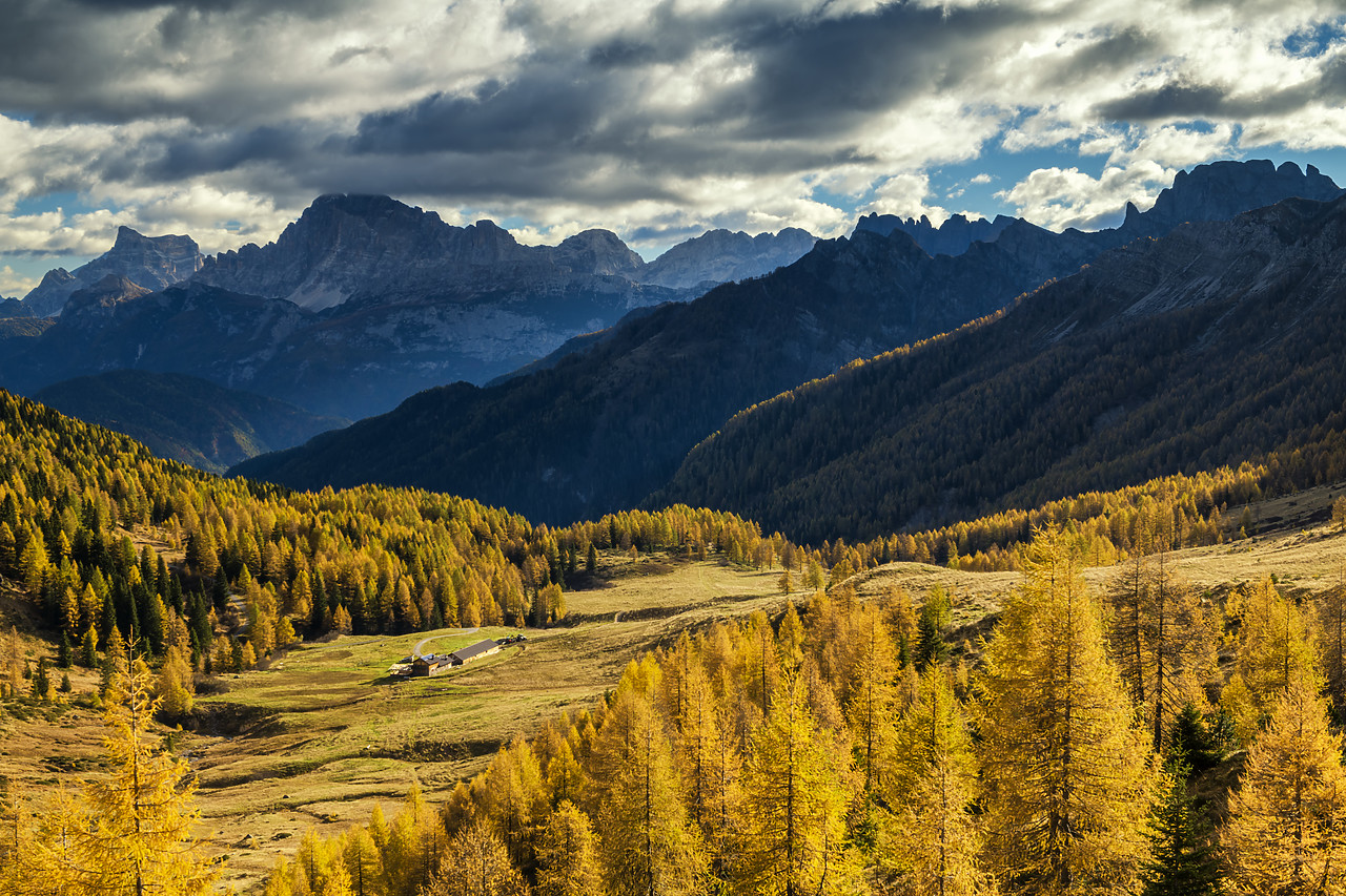 #180482-1 - Valley of Autumn Larches, Marmolada, Dolomites, Italy