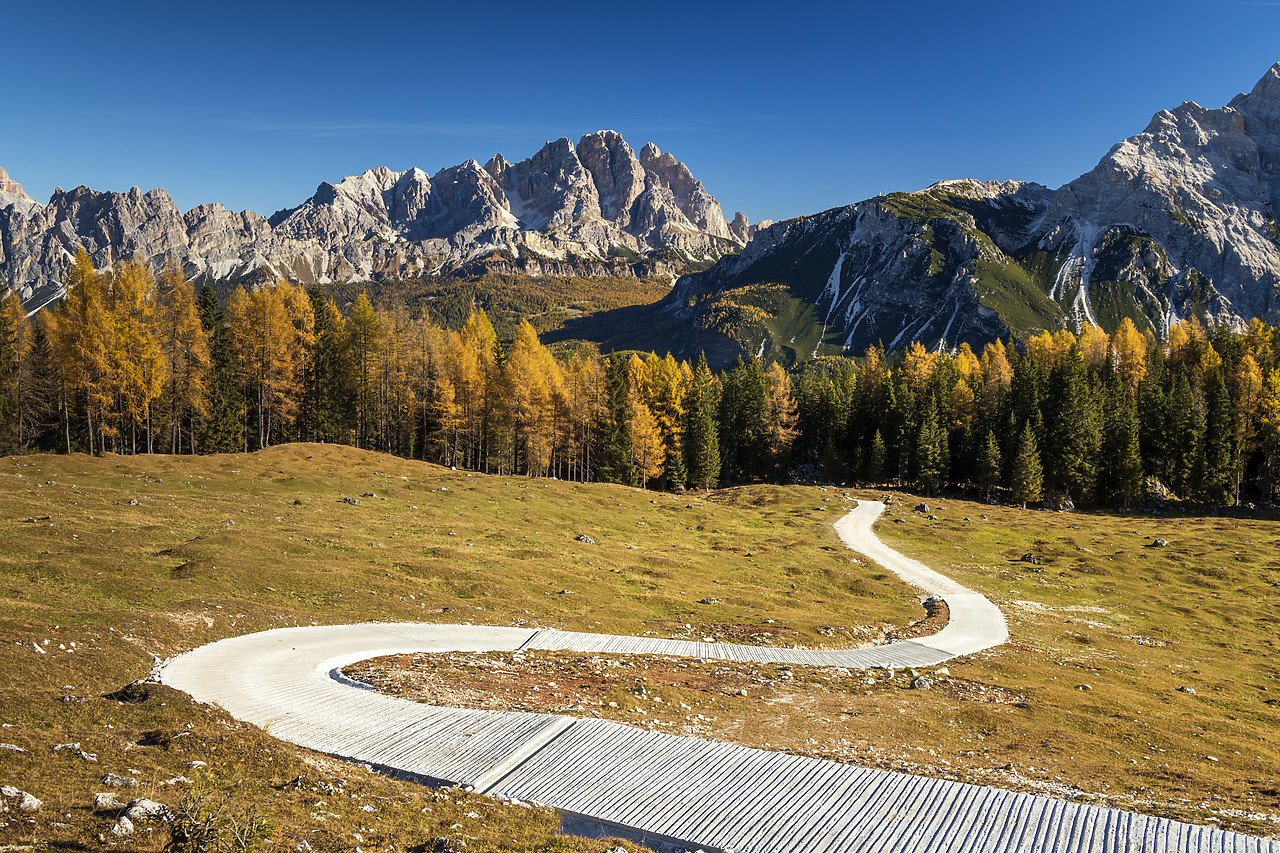 #180488-2 - Path Leading to Cristallo Mountains in Autumn, Dolomites, Italy