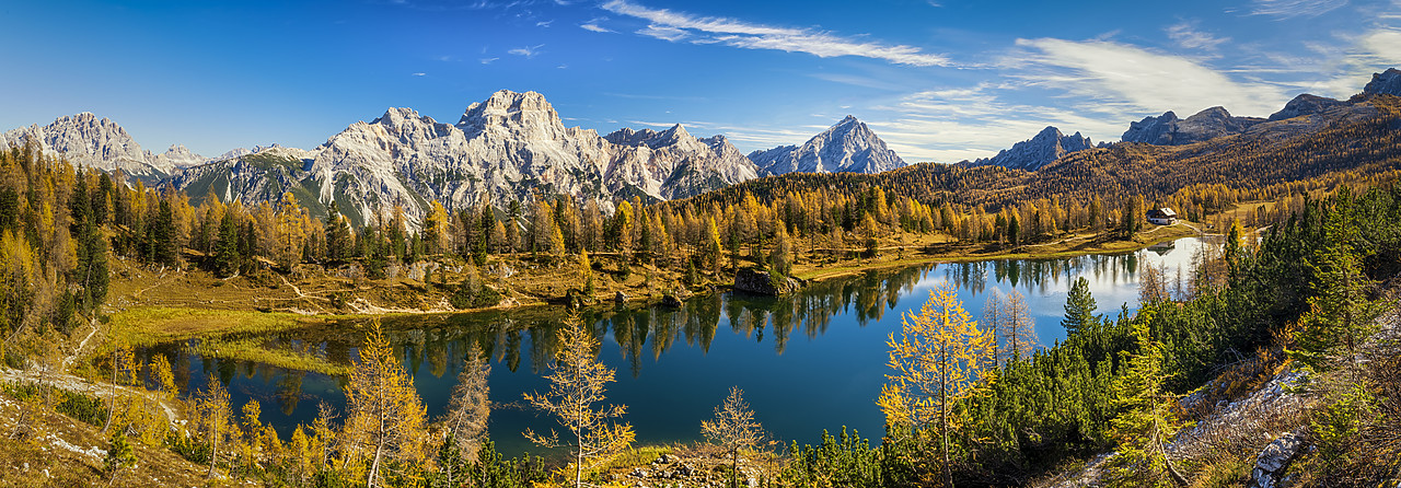 #180489-1 - Cristallo Mountains & Lake Federa in Autumn, Dolomites, Italy