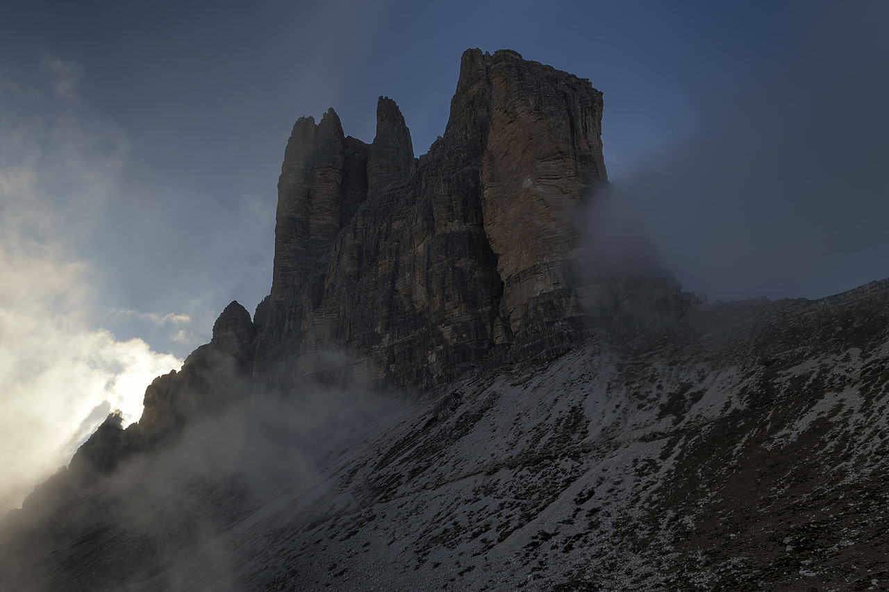 #180501-1 -  	Tre Cime di Lavaredo in Mist, Dolomites, Italy