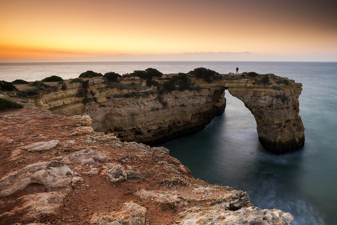 #190005-1 - Natural Sea Arch at Sunrise, Praia da Albandeira, Algarve, Portugal