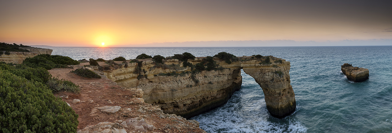 #190006-1 - Natural Sea Arch at Sunrise, Praia da Albandeira, Algarve, Portugal