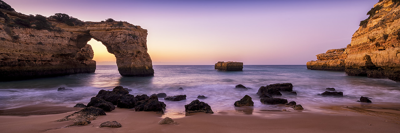 #190009-1 - Natural Sea Arch at Sunrise, Praia da Albandeira, Algarve, Portugal